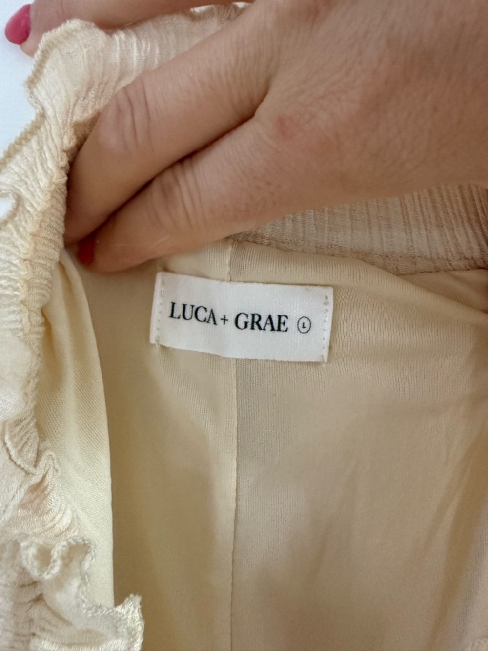 Luca + Grae Tiered Cream Maxi Dress with Tie Straps - Picture 2 of 3